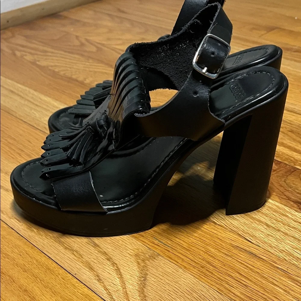 ASOS Black Platform Sandals with Fringe